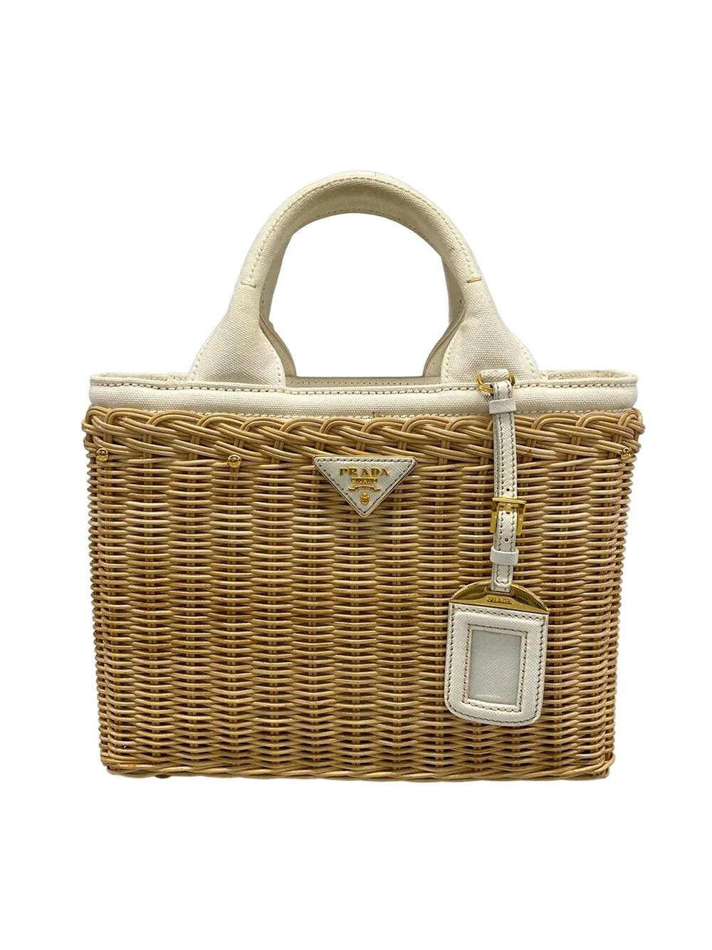 Prada Medium Wicker Canvas Tote Bag #343573P13B